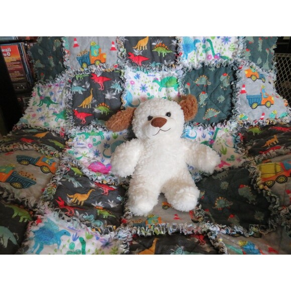 Flannel Rag Quilt With Batting, 41 x 35, Dinosaur Rag Quilt Throw - Picture 2 of 10